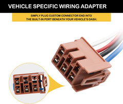 MECMO adapter plugged into GM factory connector enabling no-splice install