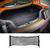 MEEAOTUMO front view of cargo net fitted in Mustang trunk shows neat storage benefit