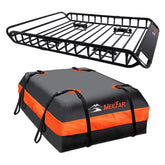 MeeFar front view of rooftop basket showing sturdy platform and windshield benefit