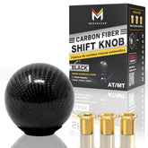 Mega Racer front view of carbon fiber ball knob showing sleek finish and improved grip