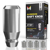 Mega Racer silver shift knob front view showing sleek JDM styling and visual upgrade