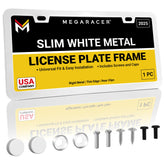 Mega Racer front view showing slim white metal frame and clean finish