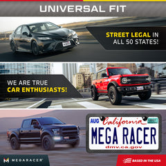 Mega Racer thin top edge side profile minimizing visual obstruction