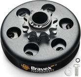 Megaflint clutch front view showing 10T sprocket and durable finish for reliable engagement