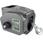 Megaflint front-mounted winch showing robust casing and mounting base, easy installation benefit