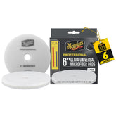 Meguiar's 6-inch pad front packaging showing two reusable pads and benefits