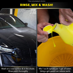 Meguiar's applying wash and wax to car door for protective shine