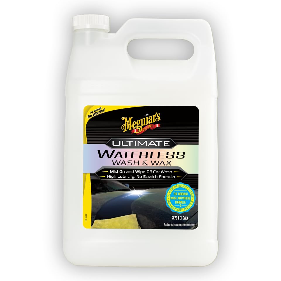 Meguiar's gallon bottle front view showing label and convenience benefit