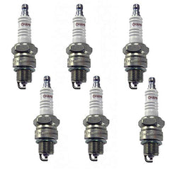 MEILAN front view of six-pack spark plugs showing packaging and bulk-packed set benefit