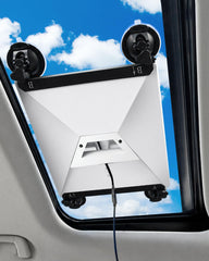 MEKEET front view mount attached to window showing secure fit