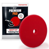menzerna front view 6-inch red pad showing shape and cutting edge benefit of fast defect removal