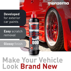 menzerna pouring compound from bottle demonstrating controlled dispensing advantage