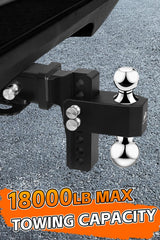 METOWARE close-up of hitch balls displaying dual-size fit and heavy-duty capacity