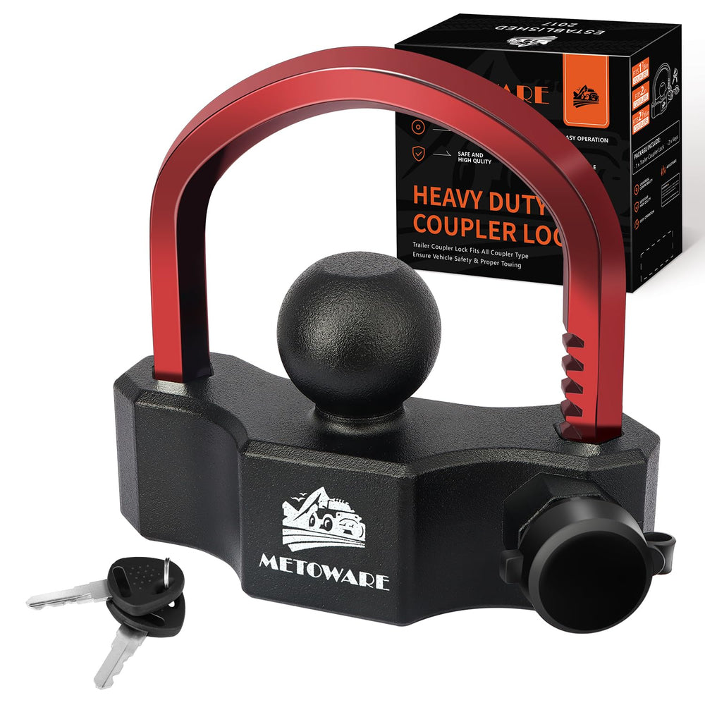 METOWARE front view of assembled coupler lock showing secure fit and visibility