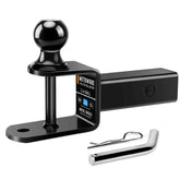 METOWARE front view of hitch mounted on receiver showing compact design and stability