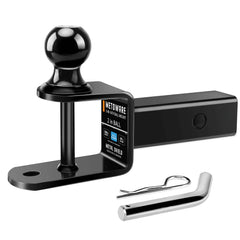 METOWARE front view of hitch mounted on receiver showing compact design and stability