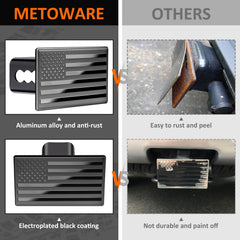 METOWARE hitch cover locked in receiver deters theft and secures fit