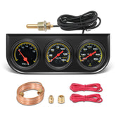 MH triple gauge front view showing all three instruments and clear faces for fast checks