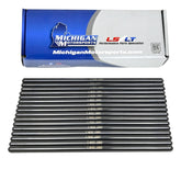 Michigan Motorsports pushrods front view showing full set and fitment benefit