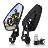 MICTUNING front view of bar-end mirror showing compact profile and clear rear benefit
