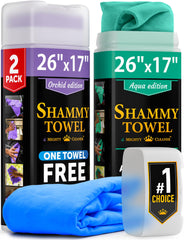 Mighty Cleaner front packaging showing two tubes and bonus towel for convenient storage