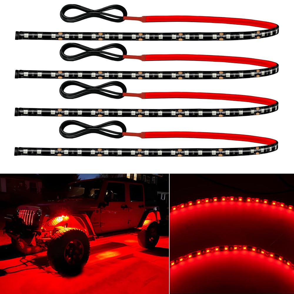 Miisiya front packaging showing 24-inch red LED strips and benefits