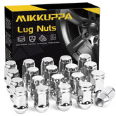MIKKUPPA front view chrome lug nuts showing polished finish and neat packaging benefit durability
