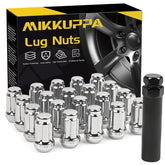 MIKKUPPA front view of lug nuts showing chrome finish and included splined key for easy installation