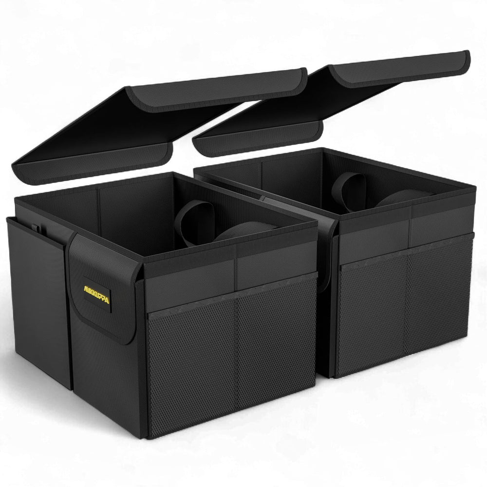 MIKKUPPA front view showing both trunk organizers and room-saving design