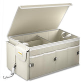 MIKKUPPA front view of white trunk organizer showing roomy interior and lid benefit