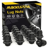 MIKKUPPA front view of lug nut kit showing 20 pieces and black finish, ensuring OEM match