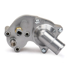 MILIPARTS front view of aluminum thermostat housing showing OEM fit