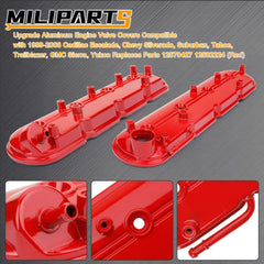 MILIPARTS valve cover with gaskets and bolts displayed highlighting included hardware for easy install