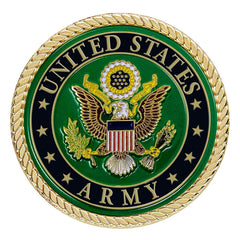 Military Gift Shop army medallion front view showing official seal and proud display