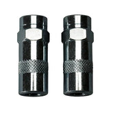 Milwaukee couplers front view showing two durable grease gun fittings, improves workflow