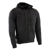 Milwaukee Leather front view of hoodie showing casual ride-ready silhouette and protection
