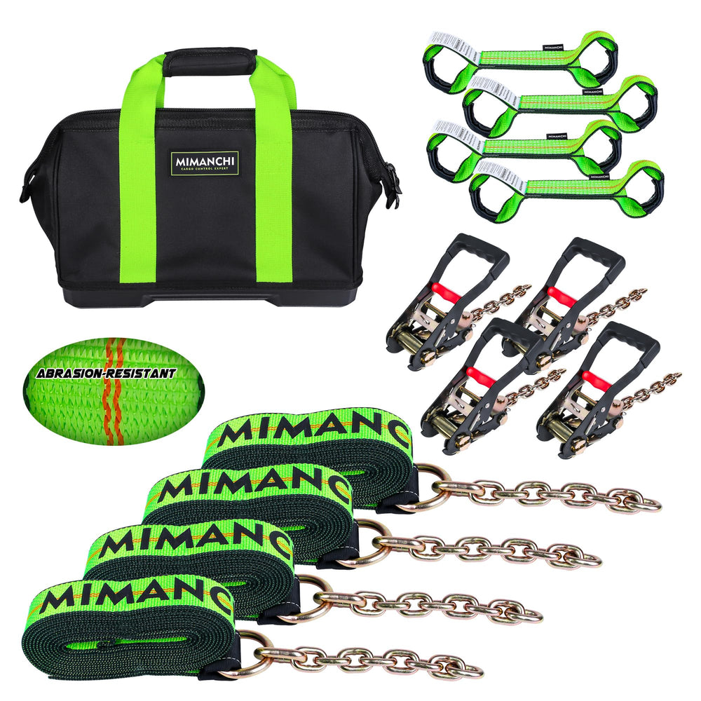 Mimanchi front packaging showing complete 8-point kit, durable and ready for towing