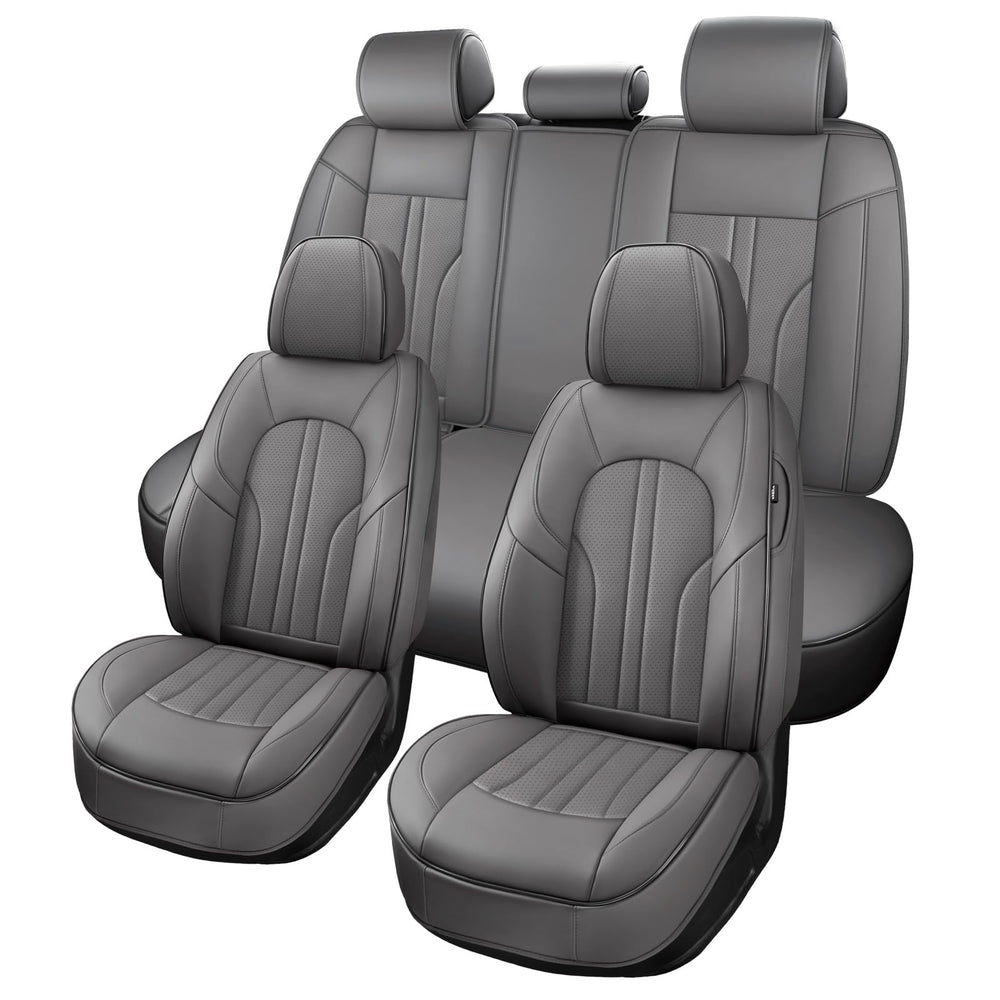 MINGBRON front seat covers installed showing sleek gray finish and protection
