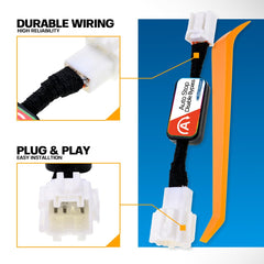 Mingrui test inserted between button and harness showing secure connection and benefit of noninvasive install