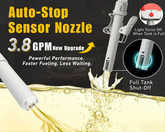 MISFANS close-up of button and auto-stop sensor for safe spill prevention