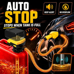 MISFANS nozzle close-up with auto-stop sensor preventing overfill