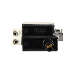 Mishimoto ignition coil held by hand showing compact size and easy installation
