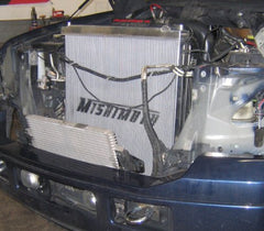 Mishimoto inlet and outlet ports view showing correct hose fitment