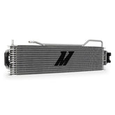 Mishimoto front view of cooler showing bolt‑on fit and tidy installation benefits