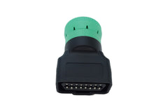 MITOB adapter plugged into a vehicle’s green J1939 port demonstrating secure fit