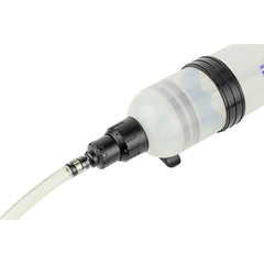 Mityvac MVA7218 rubber ATF adapter connected, enhancing compatibility with ATF lines benefit