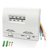 MIYOLO thermostat front view showing clean white finish and easy controls for quick replacement