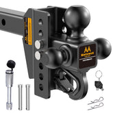 Mmtowus front view of assembled tri-ball hitch showing full mount and finish, durable towing