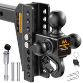 Mmtowus front view tri-ball mount showing three balls and receiver fit for versatility