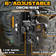 Mmtowus shank adjustment holes showing 6-inch range and quick height leveling benefit